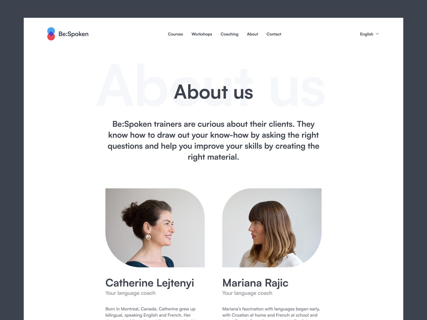 BeSpoken About page design