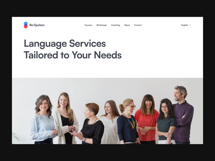 BeSpoken homepage design
