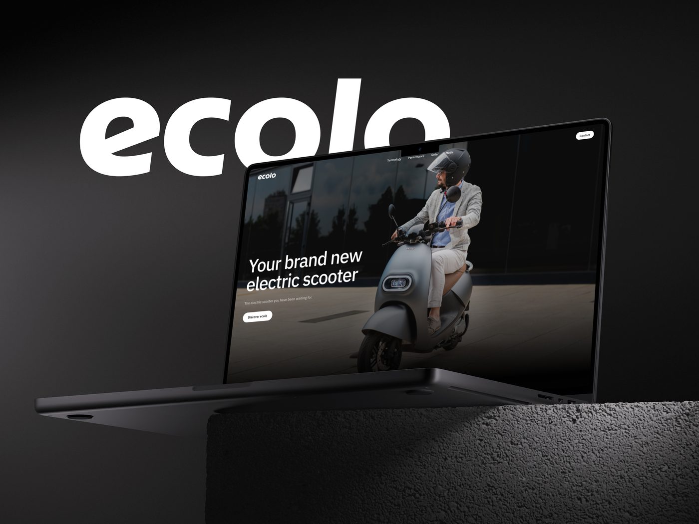 Ecolo brand wordmark shown on a laptop mockup