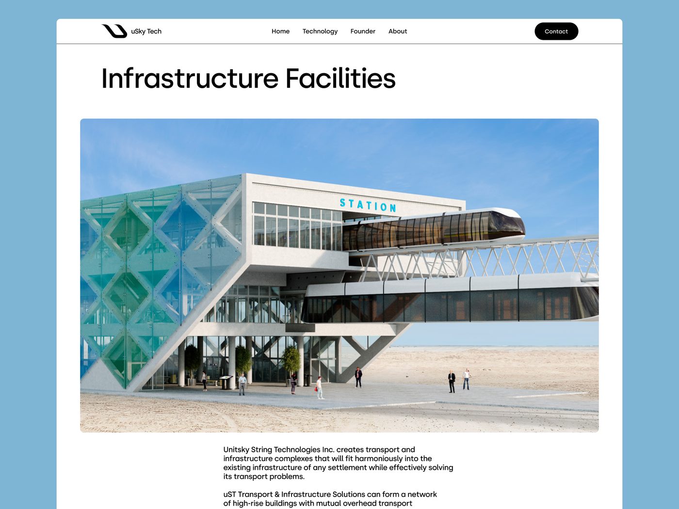 uSky Infrastructure Facilities page design