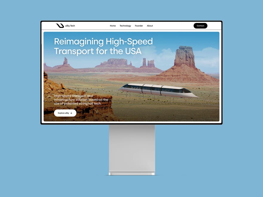 uSky Technologies homepage design shown on a laptop mockup